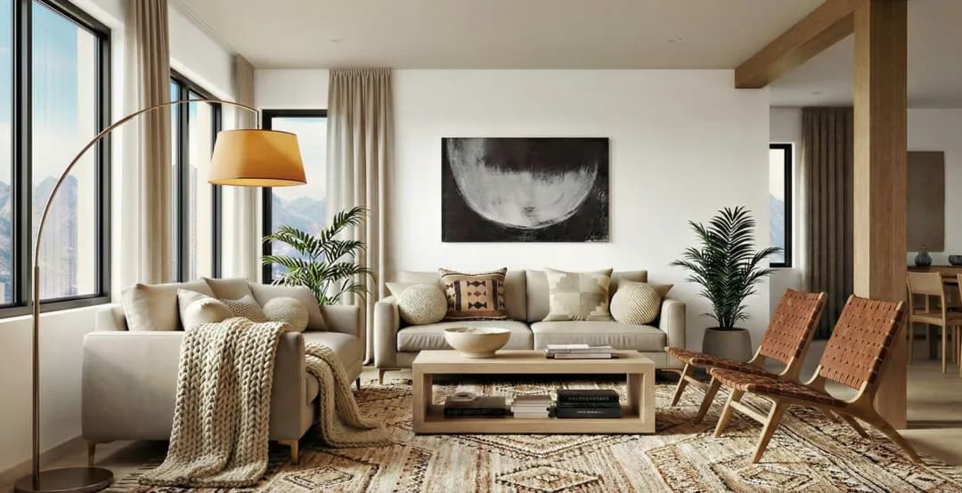 Living room redesigned by AI using real, shoppable furniture within budget