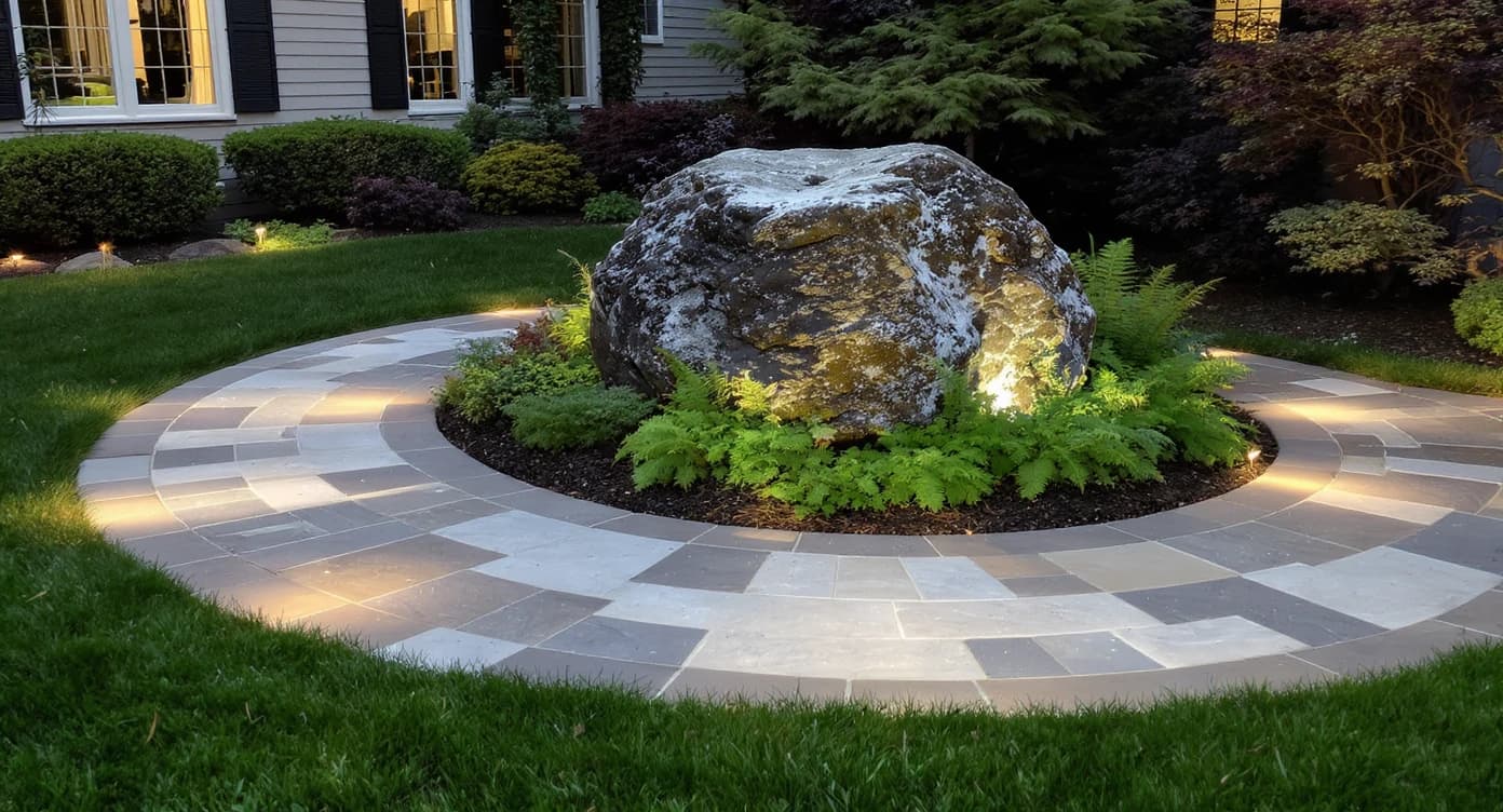 0 gallons of water, 1 massive focal point: Hardscaping Ideas for Big Front‑Yard Boulders with ReimagineHome.ai