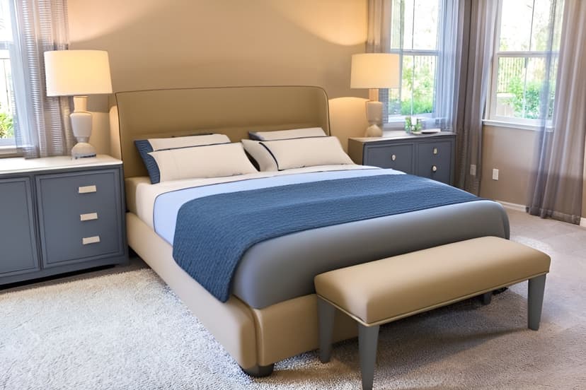 Hampton Blue Bedroom in hampton style and beige-grey-blue-white color